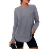 image:imageXIEERDUO Womens Workout Tops Long Sleeve Quick Dry UPF 50 Sun Protection Shirts for Hiking Running S3XL01 Grey