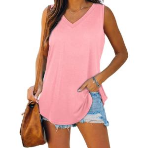 image:imageXIEERDUO Tank Top for Women Loose Fit V Neck Basic Soft Flowy Comfy Casual Sleeveless S