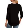 image:imageXIEERDUO 34 Length Sleeve Womens Tops Round Neck Casual Tunic Tops Basic Pleated Shirts Loose Fit 2026Flagblack
