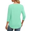 image:imageXIEERDUO 34 Length Sleeve Womens Tops Round Neck Casual Tunic Tops Basic Pleated Shirts Loose Fit 2026Lake Green