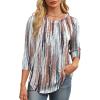 image:imageXIEERDUO 34 Length Sleeve Womens Tops Round Neck Casual Tunic Tops Basic Pleated Shirts Loose Fit 2026Patternedbrown Printed