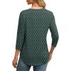 image:imageXIEERDUO 34 Length Sleeve Womens Tops Round Neck Casual Tunic Tops Basic Pleated Shirts Loose Fit 2026Patternedgreen Printed