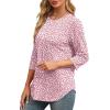 image:imageXIEERDUO 34 Length Sleeve Womens Tops Round Neck Casual Tunic Tops Basic Pleated Shirts Loose Fit 2026Patternedpink Dot