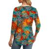 image:imageXIEERDUO 34 Length Sleeve Womens Tops Round Neck Casual Tunic Tops Basic Pleated Shirts Loose Fit 2026Patternedsummer Floral