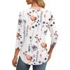 image:imageXIEERDUO 34 Length Sleeve Womens Tops Round Neck Casual Tunic Tops Basic Pleated Shirts Loose Fit 2026Patternedwhite Floral