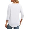 image:imageXIEERDUO 34 Length Sleeve Womens Tops Round Neck Casual Tunic Tops Basic Pleated Shirts Loose Fit 2026White