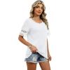 image:imageXIEERDUO Women Blouses Dressy Casual Summer Tops Color Block Short Sleeve Shirts Fashion Business Casual OutfitsA White