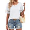 image:imageXIEERDUO Women Blouses Dressy Casual Summer Tops Color Block Short Sleeve Shirts Fashion Business Casual OutfitsA White