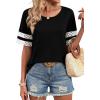 image:imageXIEERDUO Women Blouses Dressy Casual Summer Tops Color Block Short Sleeve Shirts Fashion Business Casual OutfitsBlack