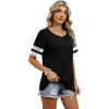 image:imageXIEERDUO Women Blouses Dressy Casual Summer Tops Color Block Short Sleeve Shirts Fashion Business Casual OutfitsBlack
