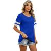 image:imageXIEERDUO Women Blouses Dressy Casual Summer Tops Color Block Short Sleeve Shirts Fashion Business Casual OutfitsBlue