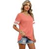 image:imageXIEERDUO Women Blouses Dressy Casual Summer Tops Color Block Short Sleeve Shirts Fashion Business Casual OutfitsCoral