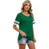 image:imageXIEERDUO Women Blouses Dressy Casual Summer Tops Color Block Short Sleeve Shirts Fashion Business Casual OutfitsGreen