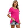 image:imageXIEERDUO Women Blouses Dressy Casual Summer Tops Color Block Short Sleeve Shirts Fashion Business Casual OutfitsHot Pink