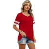 image:imageXIEERDUO Women Blouses Dressy Casual Summer Tops Color Block Short Sleeve Shirts Fashion Business Casual OutfitsRed