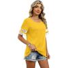 image:imageXIEERDUO Women Blouses Dressy Casual Summer Tops Color Block Short Sleeve Shirts Fashion Business Casual OutfitsYellow