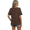 image:imageXIEERDUO Women Blouses Dressy Casual Summer Tops Color Block Short Sleeve Shirts Fashion Business Casual OutfitsZ Brown Leopard