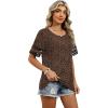 image:imageXIEERDUO Women Blouses Dressy Casual Summer Tops Color Block Short Sleeve Shirts Fashion Business Casual OutfitsZ Brown Leopard
