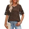 image:imageXIEERDUO Women Blouses Dressy Casual Summer Tops Color Block Short Sleeve Shirts Fashion Business Casual OutfitsZ Brown Leopard