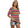 image:imageXIEERDUO Women Blouses Dressy Casual Summer Tops Color Block Short Sleeve Shirts Fashion Business Casual OutfitsZ Colorful Stripe