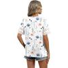 image:imageXIEERDUO Women Blouses Dressy Casual Summer Tops Color Block Short Sleeve Shirts Fashion Business Casual OutfitsZ White Floral