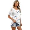 image:imageXIEERDUO Women Blouses Dressy Casual Summer Tops Color Block Short Sleeve Shirts Fashion Business Casual OutfitsZ White Floral