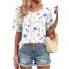 image:imageXIEERDUO Women Blouses Dressy Casual Summer Tops Color Block Short Sleeve Shirts Fashion Business Casual OutfitsZ White Floral