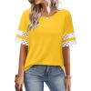 image:imageXIEERDUO Women Blouses Dressy Casual Summer Tops Color Block Short Sleeve Shirts Fashion Business Casual OutfitsYellow