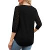 image:imageXIEERDUO 34 Length Sleeve Womens Tops VNeck Lace Tunic Tops Business Casual Outfits Work Blouses Dressy 2026Black
