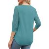 image:imageXIEERDUO 34 Length Sleeve Womens Tops VNeck Lace Tunic Tops Business Casual Outfits Work Blouses Dressy 2026Blue Green