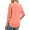 image:imageXIEERDUO 34 Length Sleeve Womens Tops VNeck Lace Tunic Tops Business Casual Outfits Work Blouses Dressy 2026Coral