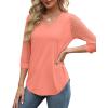 image:imageXIEERDUO 34 Length Sleeve Womens Tops VNeck Lace Tunic Tops Business Casual Outfits Work Blouses Dressy 2026Coral