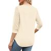 image:imageXIEERDUO 34 Length Sleeve Womens Tops VNeck Lace Tunic Tops Business Casual Outfits Work Blouses Dressy 2026Cream Apricot