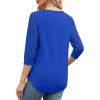 image:imageXIEERDUO 34 Length Sleeve Womens Tops VNeck Lace Tunic Tops Business Casual Outfits Work Blouses Dressy 2026Dark Blue
