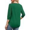 image:imageXIEERDUO 34 Length Sleeve Womens Tops VNeck Lace Tunic Tops Business Casual Outfits Work Blouses Dressy 2026Green