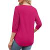image:imageXIEERDUO 34 Length Sleeve Womens Tops VNeck Lace Tunic Tops Business Casual Outfits Work Blouses Dressy 2026Hot Pink