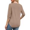 image:imageXIEERDUO 34 Length Sleeve Womens Tops VNeck Lace Tunic Tops Business Casual Outfits Work Blouses Dressy 2026Khaki