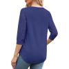 image:imageXIEERDUO 34 Length Sleeve Womens Tops VNeck Lace Tunic Tops Business Casual Outfits Work Blouses Dressy 2026Navy Blue