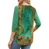 image:imageXIEERDUO 34 Length Sleeve Womens Tops VNeck Lace Tunic Tops Business Casual Outfits Work Blouses Dressy 2026Patternedgreen Floral