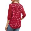 image:imageXIEERDUO 34 Length Sleeve Womens Tops VNeck Lace Tunic Tops Business Casual Outfits Work Blouses Dressy 2026Patternedred Print