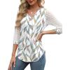image:imageXIEERDUO 34 Length Sleeve Womens Tops VNeck Lace Tunic Tops Business Casual Outfits Work Blouses Dressy 2026Patternedwhite Print