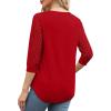 image:imageXIEERDUO 34 Length Sleeve Womens Tops VNeck Lace Tunic Tops Business Casual Outfits Work Blouses Dressy 2026Red