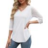 image:imageXIEERDUO 34 Length Sleeve Womens Tops VNeck Lace Tunic Tops Business Casual Outfits Work Blouses Dressy 2026White