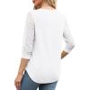 image:imageXIEERDUO 34 Length Sleeve Womens Tops VNeck Lace Tunic Tops Business Casual Outfits Work Blouses Dressy 2026White