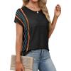 image:imageXIEERDUO Short Sleeve Sweater for Women Summer Lightweight Boho Tops Clothes Beach Vacation Outfits 2026A Boho Black