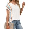 image:imageXIEERDUO Short Sleeve Sweater for Women Summer Lightweight Boho Tops Clothes Beach Vacation Outfits 2026A Boho a White