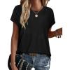 image:imageXIEERDUO Short Sleeve Sweater for Women Summer Lightweight Boho Tops Clothes Beach Vacation Outfits 2026A Solid Black