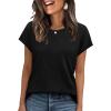 image:imageXIEERDUO Short Sleeve Sweater for Women Summer Lightweight Boho Tops Clothes Beach Vacation Outfits 2026A Solid Black