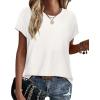 image:imageXIEERDUO Short Sleeve Sweater for Women Summer Lightweight Boho Tops Clothes Beach Vacation Outfits 2026Solid White