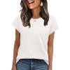 image:imageXIEERDUO Short Sleeve Sweater for Women Summer Lightweight Boho Tops Clothes Beach Vacation Outfits 2026Solid White